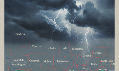 Severe Thunderstorm Watch: Baldwin, AL; Choctaw, AL; Clarke, AL; Conecuh, AL; Escambia, AL; Mobile, AL; Monroe, AL; Washington, AL; Escambia, FL; Santa Rosa, FL; George, MS; Greene, MS; Perry, MS; Stone, MS; Wayne, MS