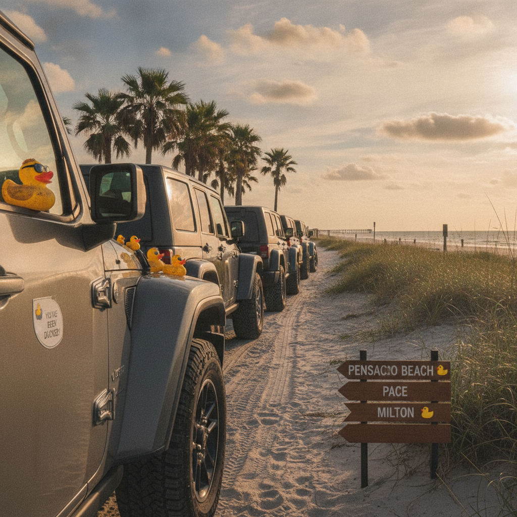 The Story Behind the Rubber Ducks on Jeep Door Handles Across Northwest Florida