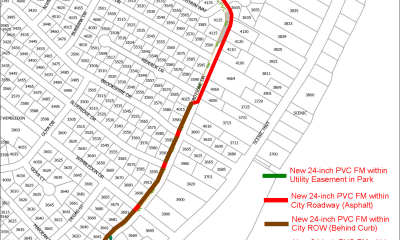 Map showing the location of the proposed 24-inch force main replacement along Monteign — ECUA Monteigne Drive construction