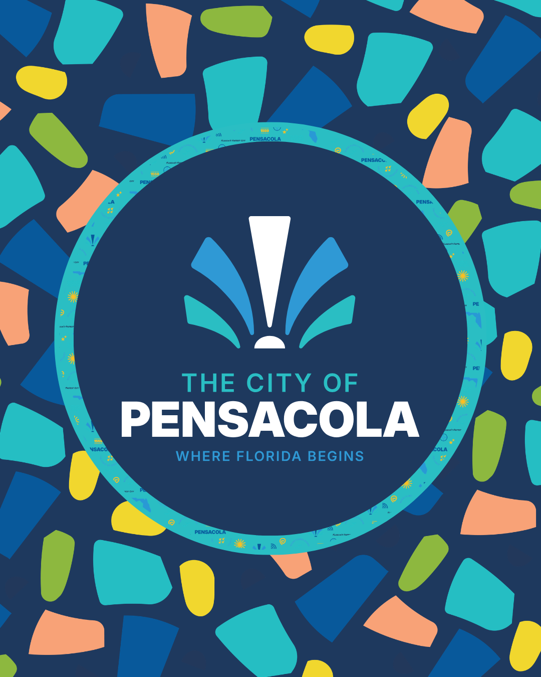Colorful graphic featuring the logo of the City of Pensacola with abs — City of Pensacola RFP Selection Committee Meetings