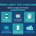 Graphic promoting Florida Preparedness Month with tips for storm supplies, includin — Florida Preparedness Month Pensacola