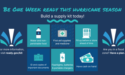 Graphic promoting Florida Preparedness Month with tips for storm supplies, includin — Florida Preparedness Month Pensacola