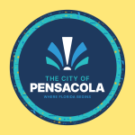 Logo of the City of Pensacola featuring a blue and teal design on a yellow background. — Pensacola weekly meeting schedule