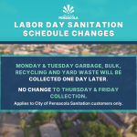 Labor Day sanitation schedule changes for Pensacola residents, highlighting collection dela — Pensacola Labor Day closures