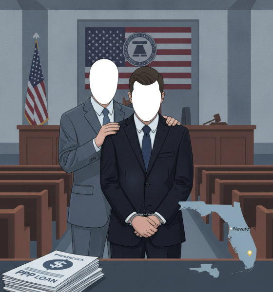 Legal gavel and court documents tied to the Navarre man PPP fraud Pensacola case.