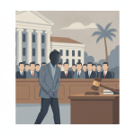 A courtroom scene depicting a man in handcuffs walking past a judge's b — DeFuniak Springs man guilty attempted enticement