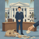 Illustration of a postal worker in uniform standing near a bag of stolen mail in — Tallahassee postal employee mail theft