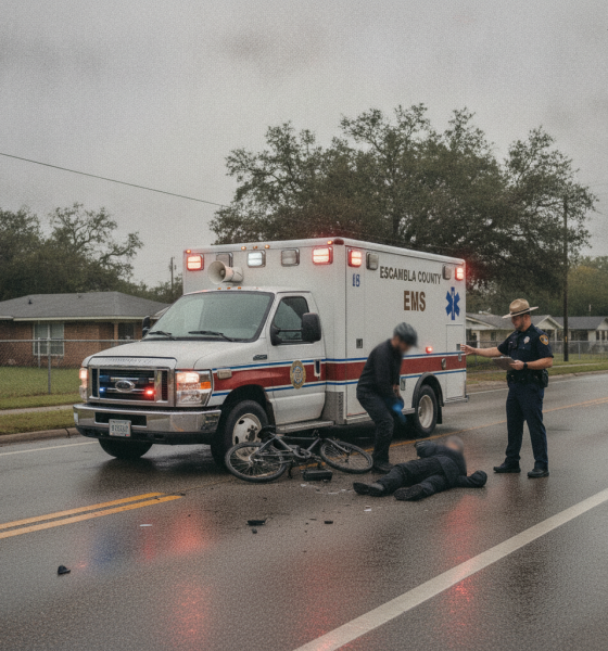 ambulance crash W Street Pensacola — Pensacola Ambulance E-Bike Crash — Pensacola ambulance crash