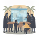 Illustration depicting a child interacting with a digital interface while adults in suits observe — florida openai lawsuit