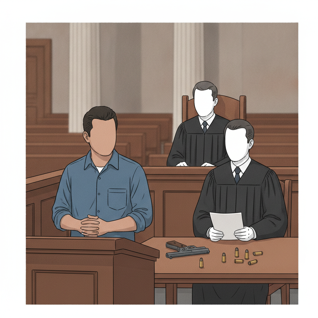 Gavel and courthouse background relating to a Pensacola federal court gun plea.