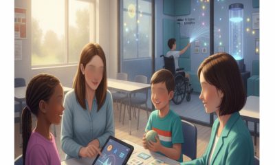 Speech pathologists work with students using assistive communication tools in a Pensacola classroom