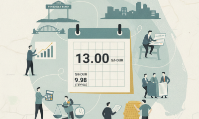 Illustration depicting Florida's minimum wage changes with a calendar showing $13.00 per hour — Florida Minimum Wage 2024