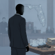 A courtroom scene with a silhouette of a man in a suit facing a table with bags of drugs a — Marcello Hinojosa Tallahassee