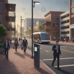 A bustling Downtown Pensacola street scene with pedestrians, a bus, and a parking meter — Downtown Pensacola Parking Rates