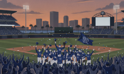 Celebration at Blue Wahoos Stadium as fans cheer for the Pensacola Blue Wahoos after a pl — Pensacola Blue Wahoos Playoffs