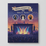 Colorful poster for the Pensacola Interstate Fair 2026 lineup featuring The Band Perry, Hunter Hayes, and Lauren Alaina wi…