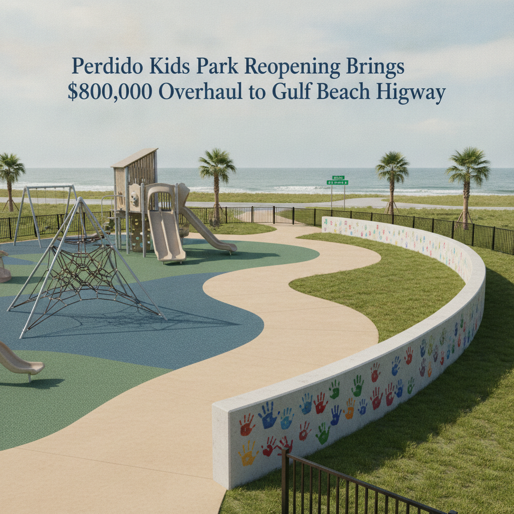 Renovated Perdido Kids Park features new play structures and a colorful handprint wall along — Perdido Kids Park reopening