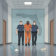 Two police officers escort a man in an orange jumpsuit through a corridor, wit — Perry Florida drug trafficking sentencing