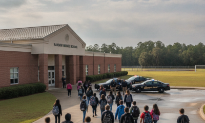 Students walking towards Ransom Middle School after a precautionary evacuation due to a bomb — Ransom Middle School Threat