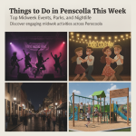 Collage of midweek events in Pensacola, featuring Vinyl Music Hall, Odd Colony, Sevi — things to do in pensacola this week