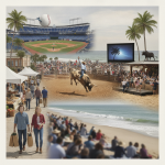 Collage of weekend activities in Pensacola, including baseball, rodeo, outdoor mo — Things to Do in Pensacola This Weekend