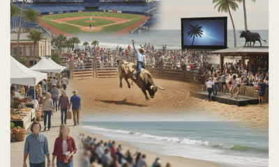 Collage of weekend activities in Pensacola, including baseball, rodeo, outdoor mo — Things to Do in Pensacola This Weekend