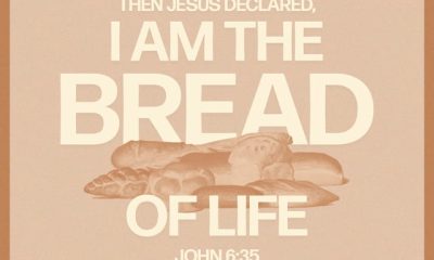 Artistic depiction of bread with text 'I am the bread of life' referencing John 6:35. — Juan 6 35 explicacion