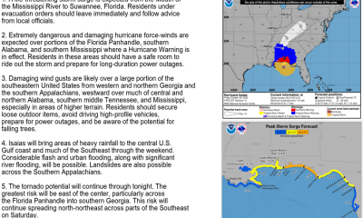 Hurricane Isaias advisory graphic detailing storm risks and evacuation information for — Hurricane Isaias Pensacola update