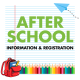 Colorful graphic promoting after school program registration with a backpack and crayons. — Pensacola after school program
