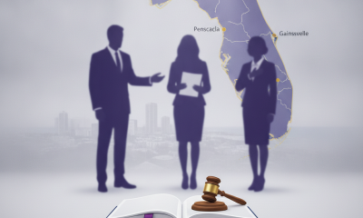 Silhouettes of three professionals discussing over an open book and gavel, with a ma — pensacola domestic violence support
