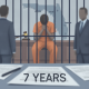 Illustration of a jailed man in an orange uniform behind bars, with officials a — Mark David Swearingen Cottondale Florida