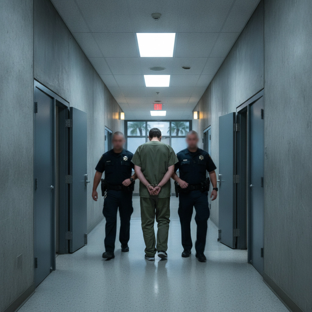 Courtroom illustration representing the Michael Ray Pennington Panama City federal prison sentencing case.