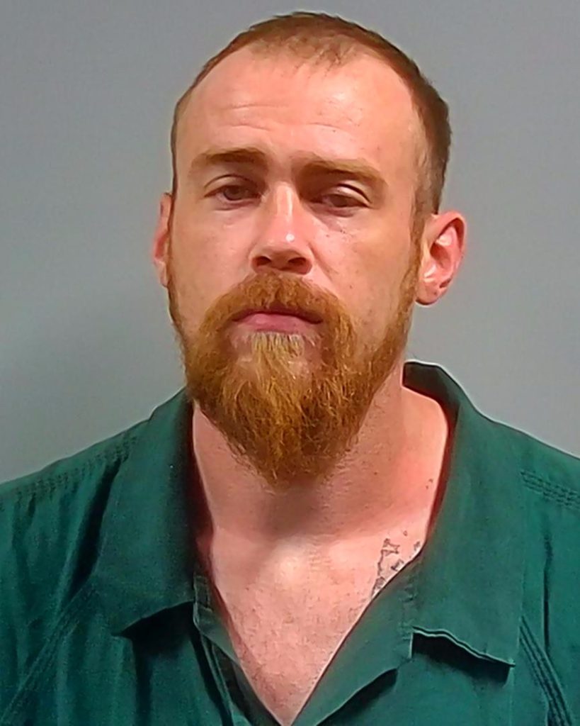 Bearded man in green shirt against gray background
