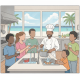 A chef in a kitchen prepares food while children hold glasses of water, celebrating th — Pensacola Beach Boil Water Notice