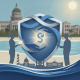 Illustration depicting hands holding a dollar sign within a shield, symbolizing funding f — violencia doméstica Pensacola