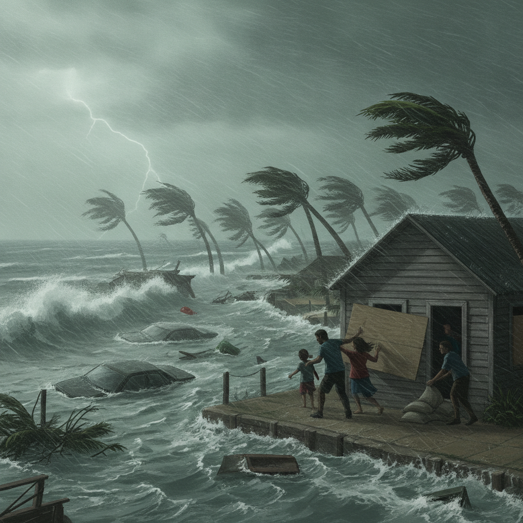 Families boarding up a house as strong winds and waves from Hurricane Isaias impact the coast — Hurricane Isaias Pensacola