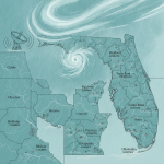 Mapa meteorológico que señala la zona bajo vigilancia de inundaciones Escambia y condados vecinos.