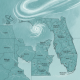 Mapa meteorológico que señala la zona bajo vigilancia de inundaciones Escambia y condados vecinos.